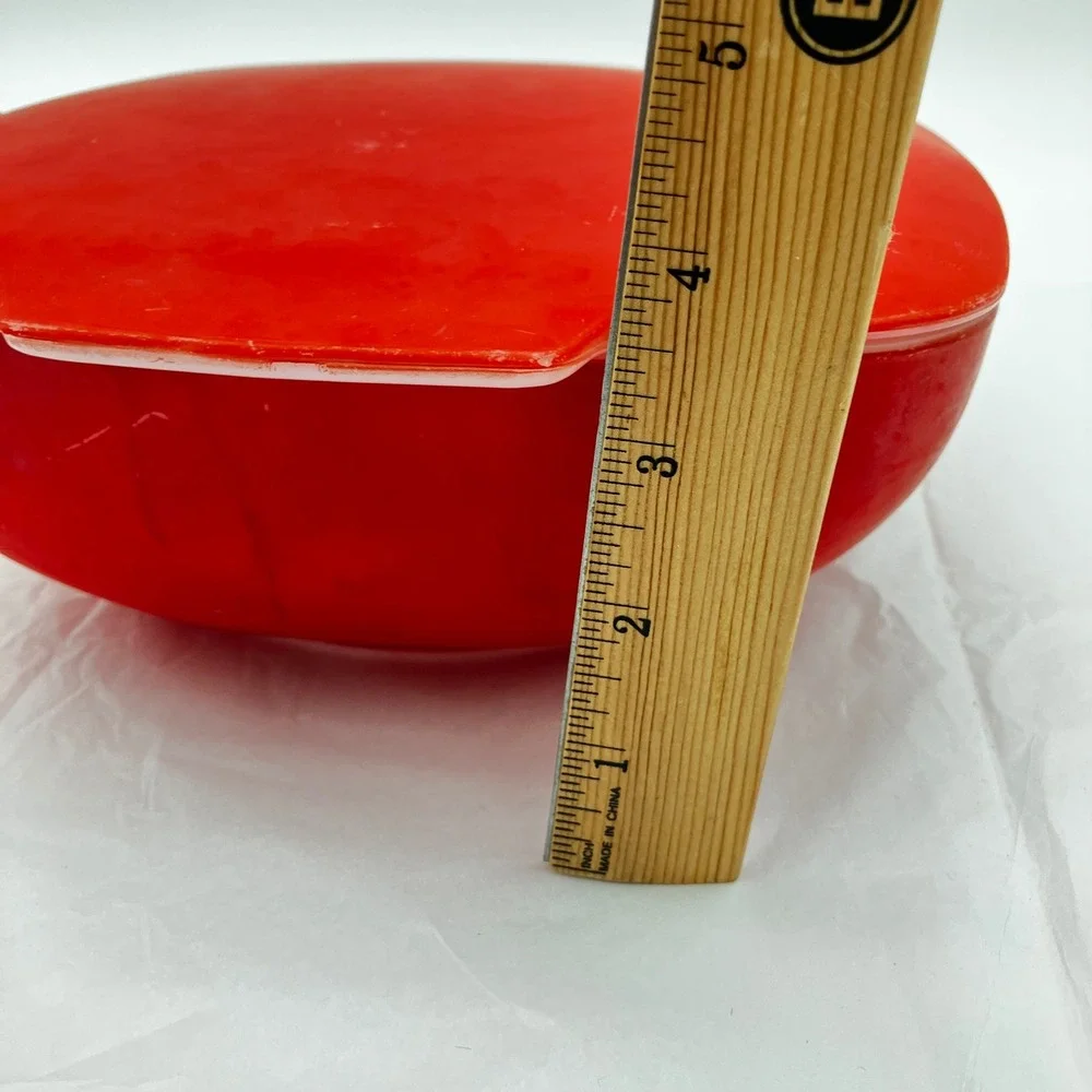 Pyrex Casserole Dish 525 2.5QT Red Vintage Milk Glass Square Lid